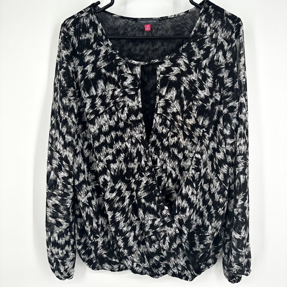 Vince Camuto Black and White Blouse Size Medium